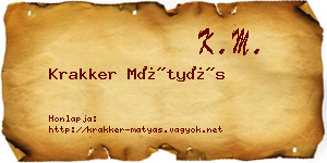 Krakker Mátyás névjegykártya